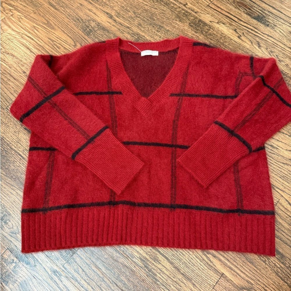 Majestic Filatures windowpane v neck sweater